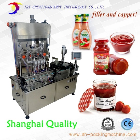 ketchup filling capping machine,sauce mono block,jam filling machine,4 nozzle