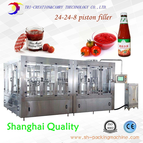 24-24-8 ketchup piston washing filling capping machine,1L