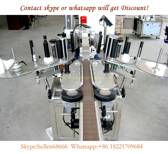 automatic adhesive labeling machine,double side for flat bottle